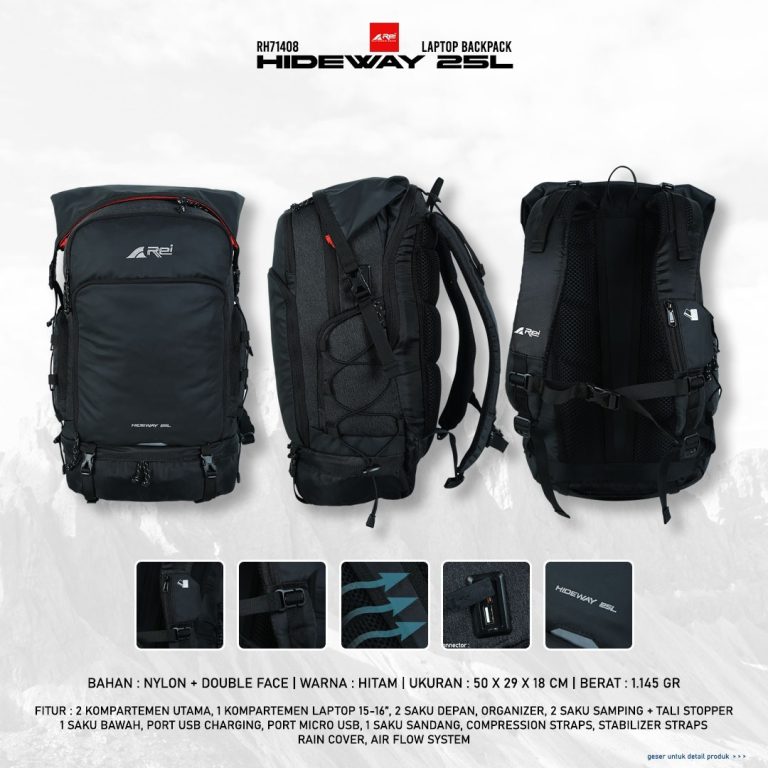 Tas Ransel Pria Urban Adventure Hideway 25 Liter Arei Outdoorgear - Image 12