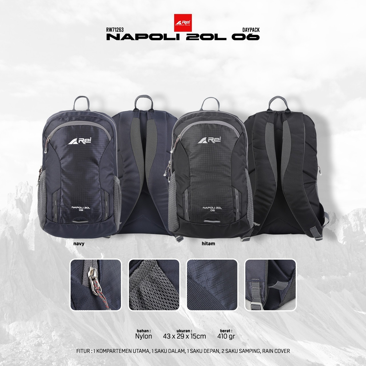 Tas Ransel Pria Napoli 06 20 Liter Arei Outdoorgear - Image 8