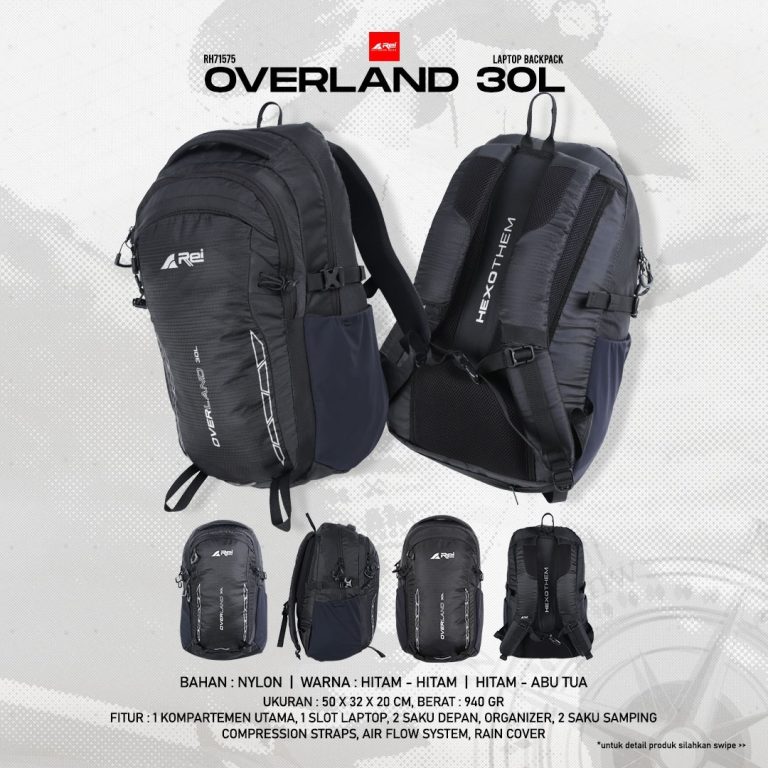 Tas Ransel Hitam Pria Overland 30 Liter Daypack Arei Outdoorgear - Image 11