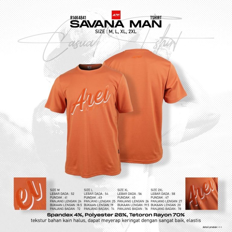 Kaos Pria Lengan Pendek Savana Orange Arei Outdoorgear - Image 12