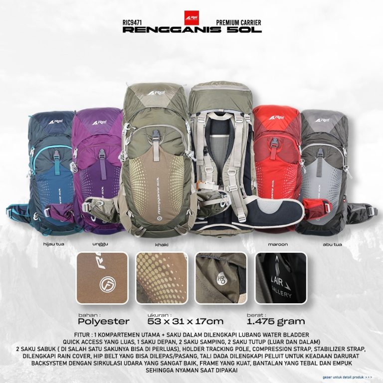 Tas Gunung / Carrier Premium Rengganis 50 Liter Arei Outdoorgear - Image 20