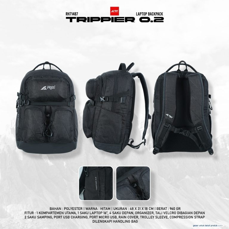 Ransel Trippier 0.2 Hitam Daypack Arei Outdoorgear - Image 8