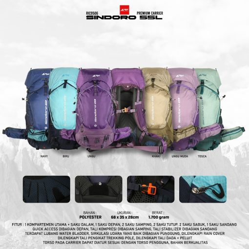 Tas Gunung / Carrier Premium Sindoro 55 Liter Arei Outdoorgear - Image 16
