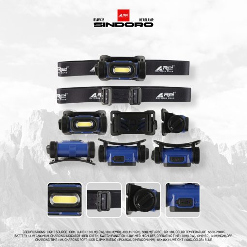 Headlamp Sindoro Blue Arei Outdoorgear - Image 11