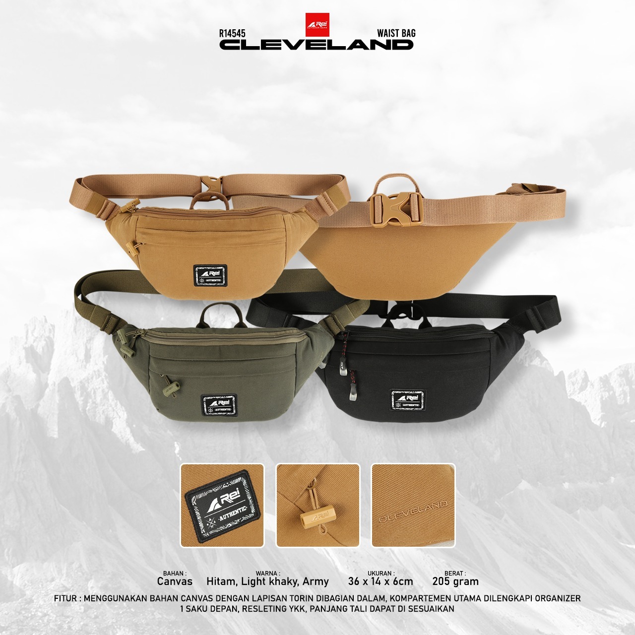 Tas Pinggang / Waist Bag Cleveland Arei Outdoorgear - Image 11