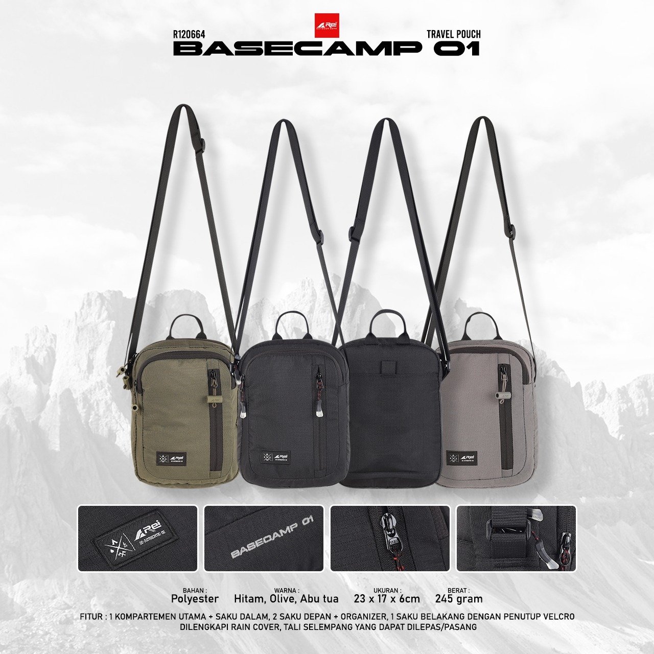 Travel Pouch / Tas Selempang Basecamp 01 Arei Outdoorgear - Image 7