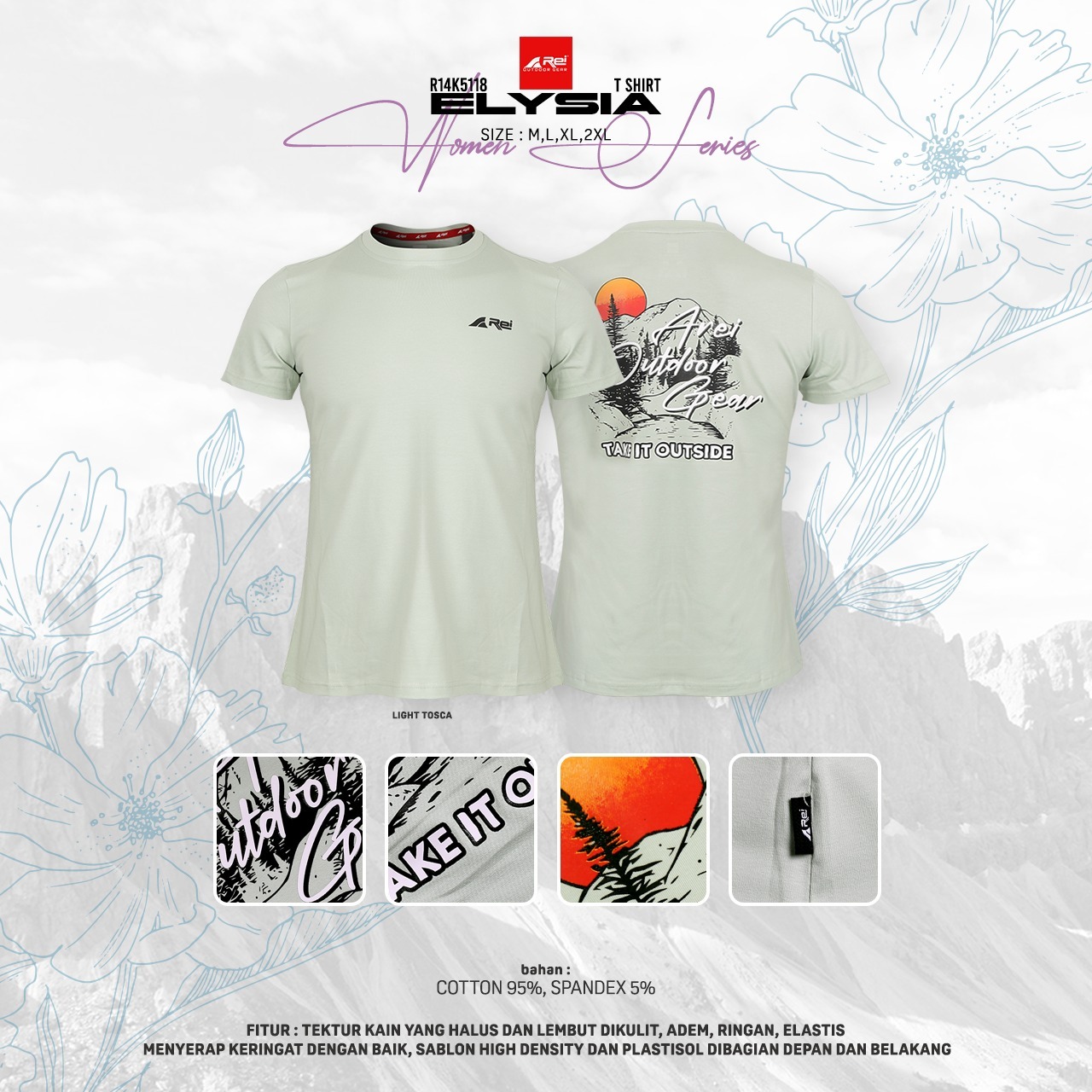 Kaos Lengan Pendek Wanita Elysia Arei Outdoorgear - Image 10