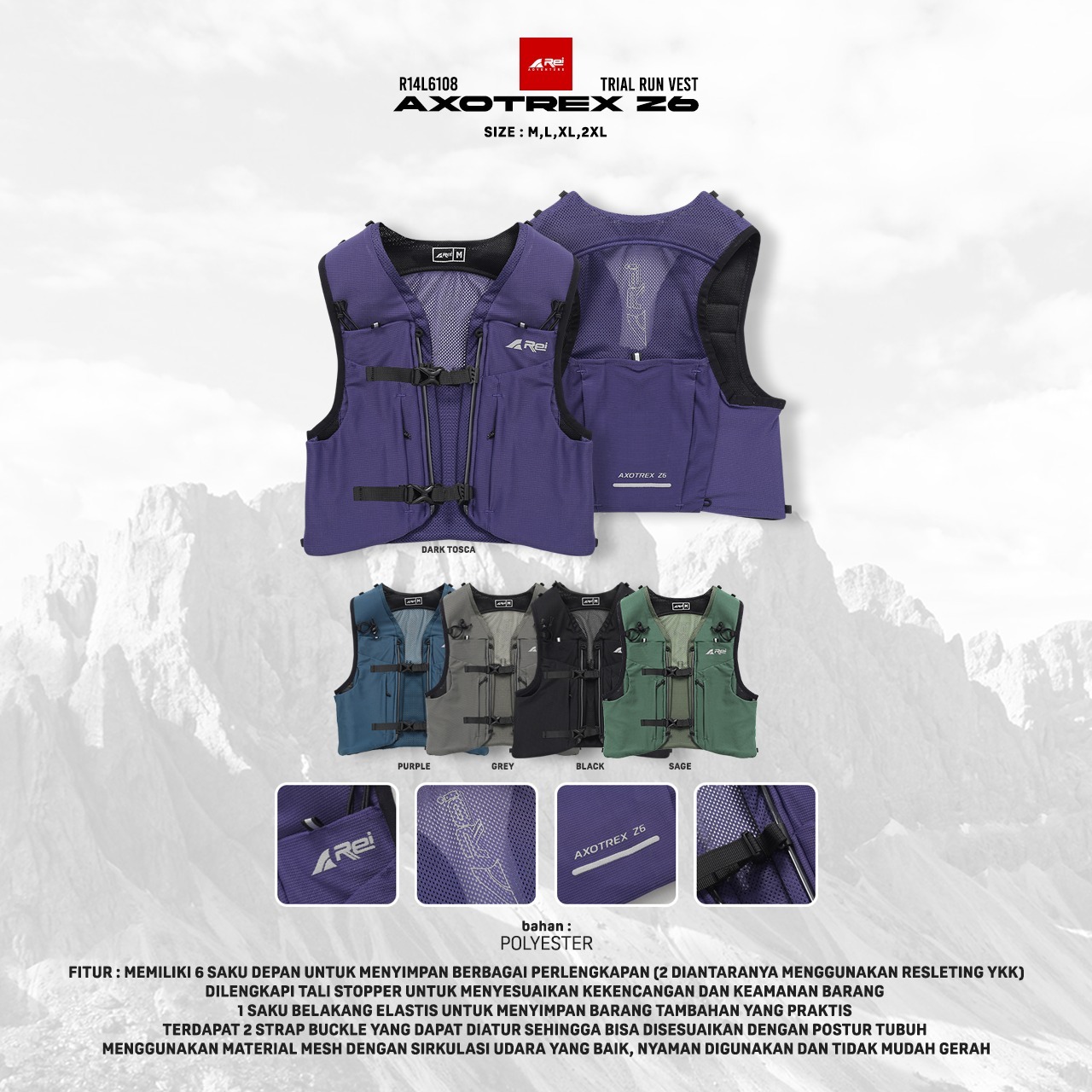 Rompi Lari / Trail Run Vest Axotrex Z6 Arei Outdoorgear - Image 12