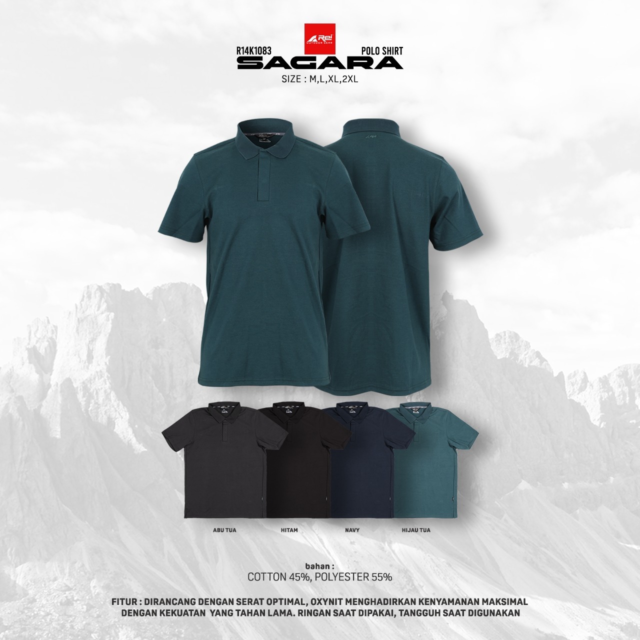 Kaos Lengan Pendek Pria Wangki Sagara Arei Outdoorgear